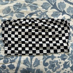 shein checkered black and white tube top